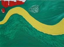 Bend in the River, painting by Prakash Bal Joshi, Oil on Canvas, 48 x 36 inches 